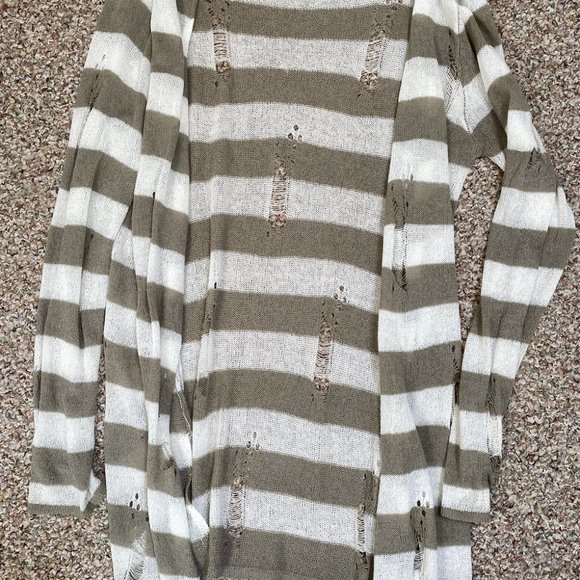 SOLD Distressed Striped Cardigan - Picture 3 of 3